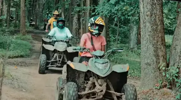 ATV group riding through the woods at NJ ATV Rentals